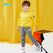 迪士尼寶寶（Disney Baby）童裝男童套裝潮酷米奇寶寶衛衣套裝保暖舒適 黃色 3歲/身高100cm