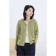 無色無味經(jīng)典休閑簡約 熱賣款 全棉針織衫 毛衣 開衫 外套 女裝 豆綠 M (36)