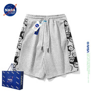 NASA LIKE官方短褲夏季男寬松休閑運(yùn)動(dòng)五分褲情侶中褲棉質(zhì)外穿速干男士褲子 NASA聯(lián)名-灰色 XL