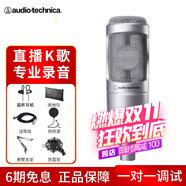 鐵三角（Audio-technica）AT2035直播K歌電容麥克風(fēng)電腦話筒有聲書配音聲卡麥克風(fēng)全套設(shè)備套裝 【到手價1039元】AT2035配懸臂支架【銀色】