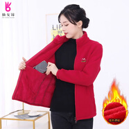 緣夢(mèng)韻秋冬季媽媽裝搖粒絨外套中老年加絨加厚立領(lǐng)保暖上衣休閑拉鏈 升級加-玫紅（秋冬長(cháng)絨） 厚款 2XL -建議105-125斤
