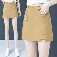 苜戈短褲裙女夏季2023韓版薄款顯瘦假兩件短裙褲百搭外穿短褲裙褲 卡其色2211# S 80-95斤