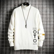 執琴之手半高領(lǐng)毛衣男秋冬季加厚韓版潮流港風(fēng)針織衫男卡通印花毛線(xiàn)衣男 M18114白色 2XL