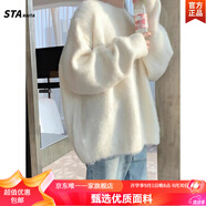 STARAITA聯(lián)名STA軟糯馬海毛日系復古白色毛衣女秋冬新款圓領(lǐng)內搭慵懶風(fēng)寬 白色 S