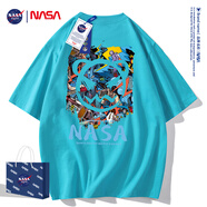 NASA GISS短袖t恤男純棉夏季潮流男裝圓領(lǐng)半袖男女學生情侶上衣寬松體恤衫 NS8099蒂尼綠 2XL 建議175-195斤