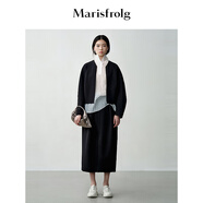 Marisfrolg【隨型外套】瑪絲菲爾秋小V領(lǐng)設(shè)計繭型夾克連肩袖外套 黑色 S