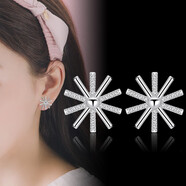 MHFDO鑲金店款太陽的后裔耳環(huán)個性925銀雪花項鏈耳飾 耳釘