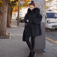 艾珠兒 工裝棉服女2020冬季新款女裝ins港風(fēng)韓版寬松加厚加絨棉衣派克服小矮個(gè)子冬季外套 黑色 S