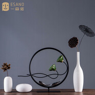 一森諾 禪意新中式客廳擺件玄關(guān)辦公室裝飾品酒柜電視柜擺件工藝品簡(jiǎn)約藝術(shù)陶瓷花瓶擺件喬遷開(kāi)業(yè)禮物禮品 并蒂蓮花瓶套餐