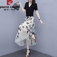 皮爾卡丹套裝裙子女裝夏季2025年新款早春秋時(shí)尚減齡小個(gè)子洋氣輕熟兩件套 黑色 2XL (130-140斤)