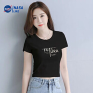 NASALIKE純棉短袖短款t恤女修身2025夏季新款時尚韓版高腰顯瘦黑色上衣女 黑色純棉【FU圓領(lǐng)】短款 L 建議101-110
