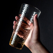 INSCRIPTION 錘目紋玻璃杯果汁杯冷飲杯男女水杯 北歐ins家用大容量透明水杯 高款-黃色