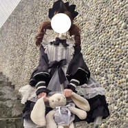歐維沃（OUWEIWO）洛麗塔公主裙lolita原創(chuàng)裙子洋裝LO裙洛莉塔蘿莉塔日系op連衣裙 黑色洛塔塔op連衣裙（不含罩紗 均碼