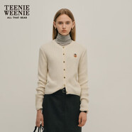 Teenie Weenie小熊冬裝絞花針織開(kāi)衫毛衣外套美麗諾綿羊毛 中灰色 160/S