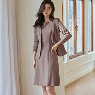 ROEYSHOUSE羅衣職業(yè)套裝女秋裝新款西服外套無袖連衣裙兩件套11782 咖色 S