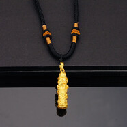 花草蒙拾黃金吊墜男士龍柱掛墜足金999吊墜男掛墜男士足金項鏈金項鏈男款 黃金龍柱約3g+18k金鏈