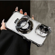 森淳 新款蘋(píng)果16pro手機殼iphone16promax四角防摔15/14pm可折疊磁吸支架高級感簡(jiǎn)約透明硅膠帶鏡頭膜 磁吸支架【銀色】電鍍氣囊防摔 蘋(píng)果15Promax