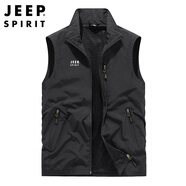 JEEP SPIRIT吉普馬甲男外穿男士高端春秋休閑背心上衣坎肩男裝 黑色 3XL