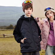雅鹿男童女童輕薄羽絨服冬季新款兒童洋氣親子戶(hù)外運動(dòng)外套上衣 子夜黑   超輕0重感 170 cm  充絨量49克（成人可穿）