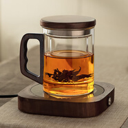 憶壺茶（YIHUTEA） 泡茶杯茶水分離玻璃杯辦公室茶道喝茶杯子男士個人專用高檔水杯 【透明】加厚泡茶杯+55℃保溫墊