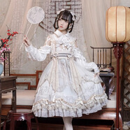 豹了個(gè)貓原創(chuàng  )lolita悅龍詩(shī)韻中華古風(fēng)jsk吊帶日常連衣蛋糕裙 白色單裙子（無(wú)內搭） S