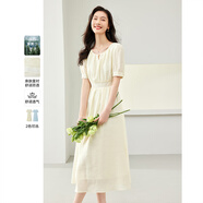 梵希蔓萊賽爾短袖連衣裙女2025年夏季新款溫柔風(fēng)收腰氣質(zhì)裙子 M6932 黃色 L