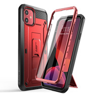 SUPCASE 蘋果iphone系列增強(qiáng)防摔手機(jī)殼全包殼膜一體化設(shè)計(jì)防摔帶背夾 【蘋果 11】金屬紅-含支架帶面殼