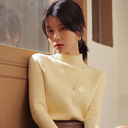 ESCURLTF秋冬季2023年新款洋氣加厚保暖長(cháng)袖打底針織衫高領(lǐng)毛衣女內搭 半高領(lǐng)-杏色