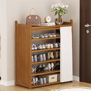 千左家用門(mén)口多層簡(jiǎn)易鞋架子爆款出租房用宿舍防塵鞋子收納置物架鞋柜 歐式布簾月牙白【6-80】