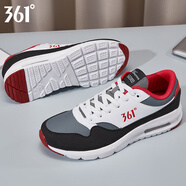361°運動(dòng)鞋男鞋秋冬新款氣墊減震網(wǎng)面皮革跑步鞋度男士透氣休閑鞋鞋子 361度白/宇宙灰-革面 42