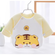黛芷芙新生兒保暖夾棉衣服初生嬰兒和尚服棉加厚半背衣上衣春秋冬季裝 黃淘氣虎半背棉衣 59cm適合0-3個(gè)月