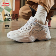 李寧云科技丨潮流跑鞋透氣網(wǎng)面復(fù)古老爹鞋舒適男鞋夏季厚底運動鞋 云霧白/硬幣灰-5 42