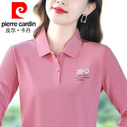皮爾卡丹（pierre cardin）純棉短袖夏季衣服女2025新款寬松運(yùn)動(dòng)休閑中年P(guān)OLO衫t恤女上衣 皮粉（長 袖） 春秋款 2XL :建議120-130斤