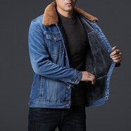 獅子聰獅子聰 牛仔外套男夾克休閑上衣男裝潮流刺繡 001-2淺藍(lán)加絨 4XL