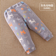 豆苗兒嬰兒棉褲子男女寶寶純棉加厚棉褲嬰幼兒童內穿夾棉保暖褲秋冬季 灰色動(dòng)物園（加厚款） 90碼推薦年齡1-2歲