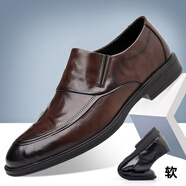 羅蘭船長(zhǎng)【官方名品】【原裝直郵丨加絨可選】輕奢英倫休閑商務(wù)正裝皮鞋 棕色-套腳款 40