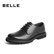 BELLE BELLE真皮商務(wù)皮鞋 男鞋2024秋季 牛皮 新郎結(jié)婚鞋 辦公正裝鞋A1178CM3 黑色 38