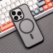 奢庫 蘋(píng)果17ProMax手機殼iPhone16Pro/15ProMax/13pro磨砂半透防指紋氣囊防摔硅膠邊框簡(jiǎn)約保護套殼 【黑色】?jì)?yōu)盾防摔-磁吸充電款 iPhone 15 Pro Max