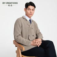 By Creations柏品羊毛雙排扣針織開(kāi)衫復(fù)古商務(wù)休閑毛衣外套微彈保暖翻領(lǐng)毛線衫 淺卡其 L