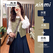 熒蒂（YINGDI）連衣裙茶系穿搭一整套春秋2025早春裝時(shí)尚韓劇學(xué)院風(fēng)女裝套裝裙子 馬甲+襯衫+半身裙【三件套】 M