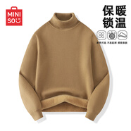 名創(chuàng)優(yōu)品（MINISO）加絨毛衣男秋冬季保暖高領(lǐng)針織衫男士加厚套頭打底衫 咖啡 XL 