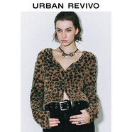 UR2024秋冬新款女裝辣妹氛圍感修身豹紋V領(lǐng)針織開(kāi)衫UYV940035