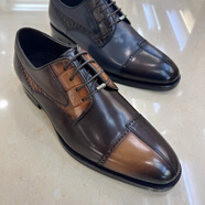 沙馳春秋款單鞋商務(wù)正裝休閑鞋三接拼頭拼色皮鞋進(jìn)口款時(shí)尚男鞋1342 黃咖色 39