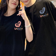 love legend情侶裝夏季天短袖t恤套裝新款潮流男女同款半袖上衣學(xué)生班服定制 (深?lèi)?ài)的你)黑色/黑色 2XL 男+女M