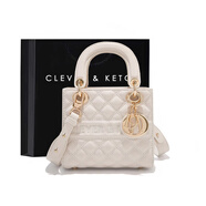 CLEVER & KETCH包包女包斜挎輕奢女包戴妃包洋氣單肩包手提包生日禮物送女友 米白色