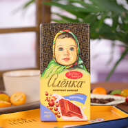 愛蓮巧巧克力 俄羅斯Russia國家館 進口休閑零食 牛奶 榛子夾心黑巧克力 多孔系列牛奶巧克力90g 1片