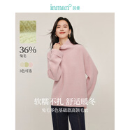 茵曼（INMAN）兔毛+羊毛高領(lǐng)毛衣2024冬季女裝新款休閑寬松長袖保暖針織衫 櫻花粉 XL
