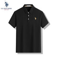 U.S. POLO ASSN.polo衫男短袖夏季保羅商務(wù)休閑翻領(lǐng)男裝上衣t恤經(jīng)典黑L