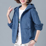 Lauaird 燈芯絨外套女春秋季2022新款韓版寬松短款?yuàn)A克上衣休閑衛(wèi)衣女 01208#藍(lán)色 【春秋款+內(nèi)里】 2XL 【建議130-145斤】