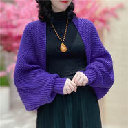 韓版純色2025新款密織開(kāi)衫長(cháng)袖披肩外搭高端女士外套時(shí)尚洋氣 紫色華夫格